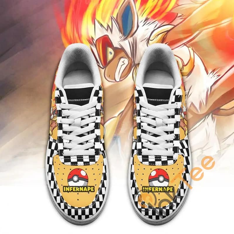 Poke Infernape Checkerboard Custom Pokemon Amazon Nike Air Force Shoes