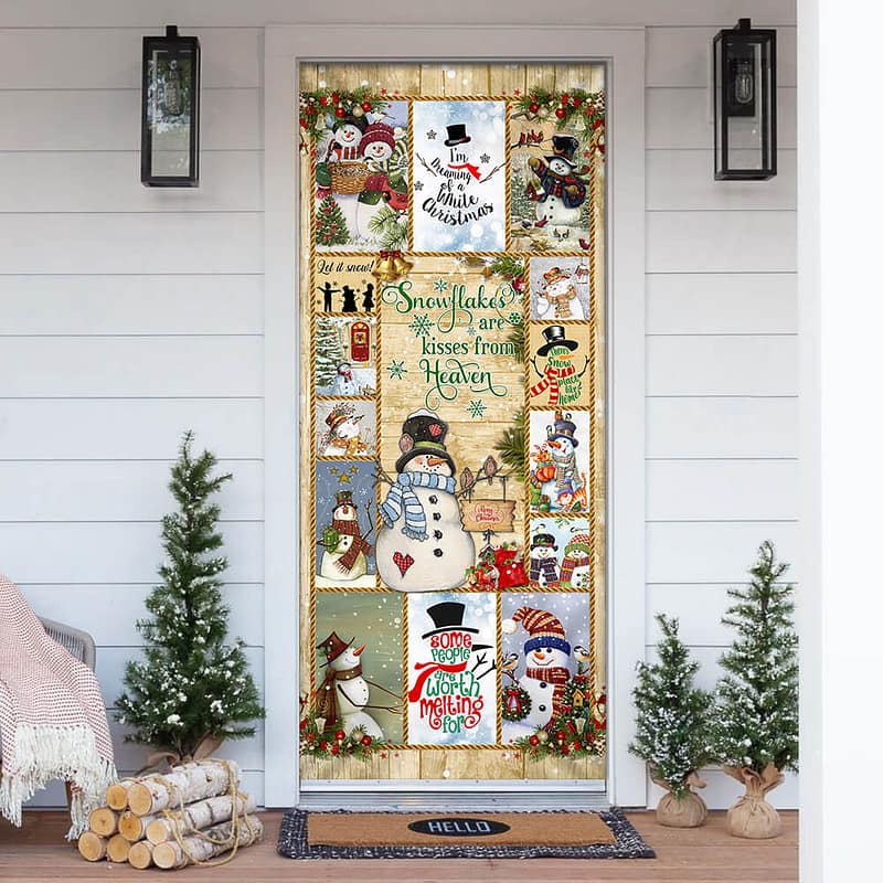 Snowflakes Are Kisses From Heaven Snowman Door Cover