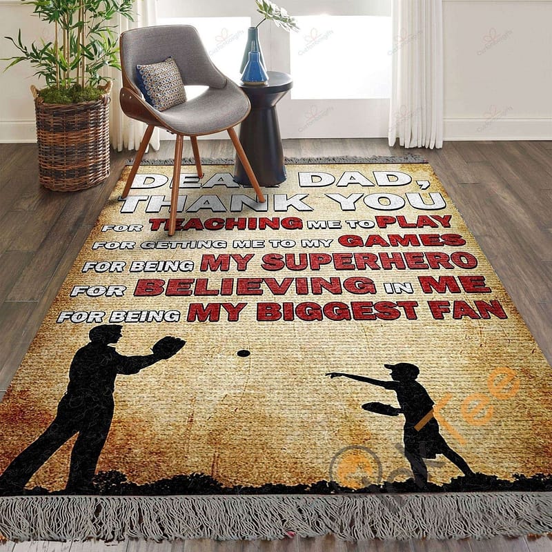 Baseball Dear Dad Thank You For Being My Biggest Fan Bedroom Gift Rug