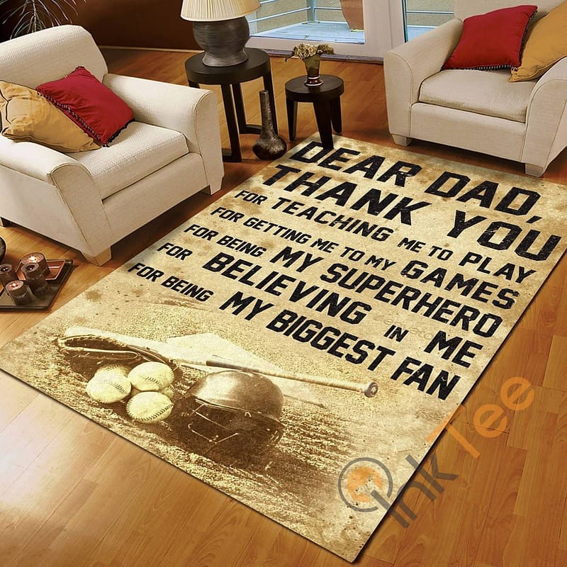 Baseball Dear Dad Thank You For Teaching Me To Play Bedroom Gift Rug