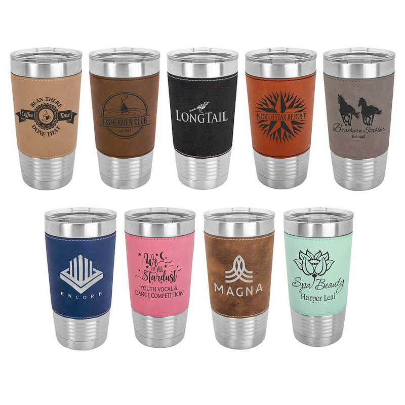 Personalized 20 Oz Leatherette Polar Camel Tumbler Engraved Gifts