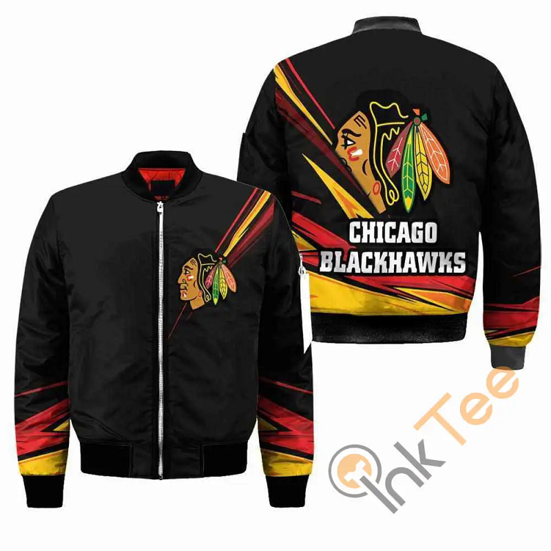 Chicago Blackhawks NHL Black  Apparel Best Christmas Gift For Fans Bomber Jacket