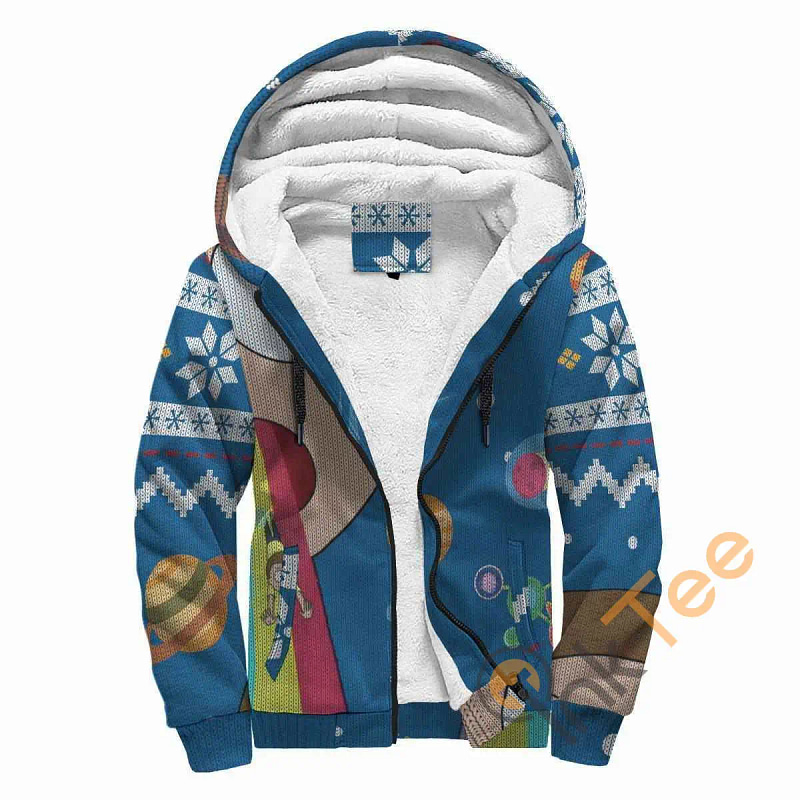 Rick And Morty Interplanetary Merry Knitted Blue Fleece Zipper