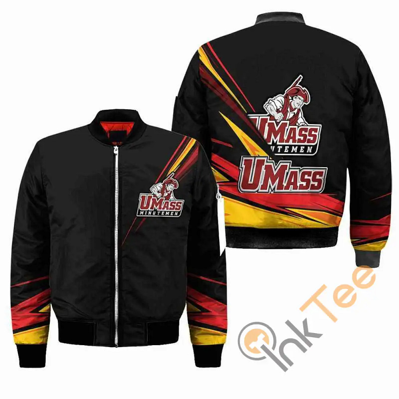 UMass Minutemen NCAA Black  Apparel Best Christmas Gift For Fans Bomber Jacket