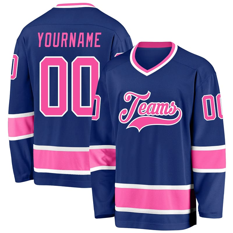 Stitched And Print Royal Pink-white Hockey Jersey Custom