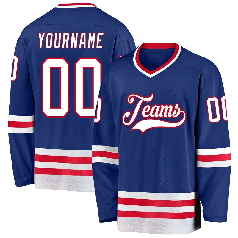 Stitched And Print Royal White-red Hockey Jersey Custom