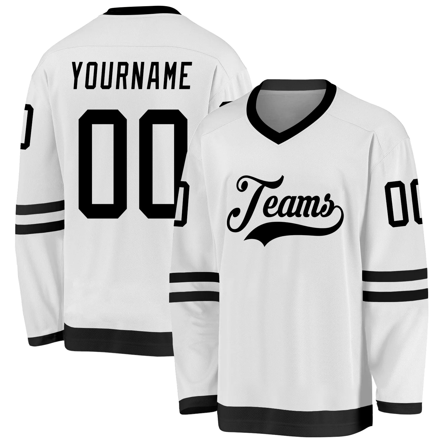 Stitched And Print White Black Hockey Jersey Custom