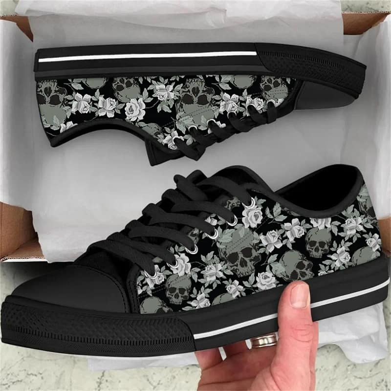 Classic Rose Skull Print Style 1 Custom Amazon Low Top Shoes