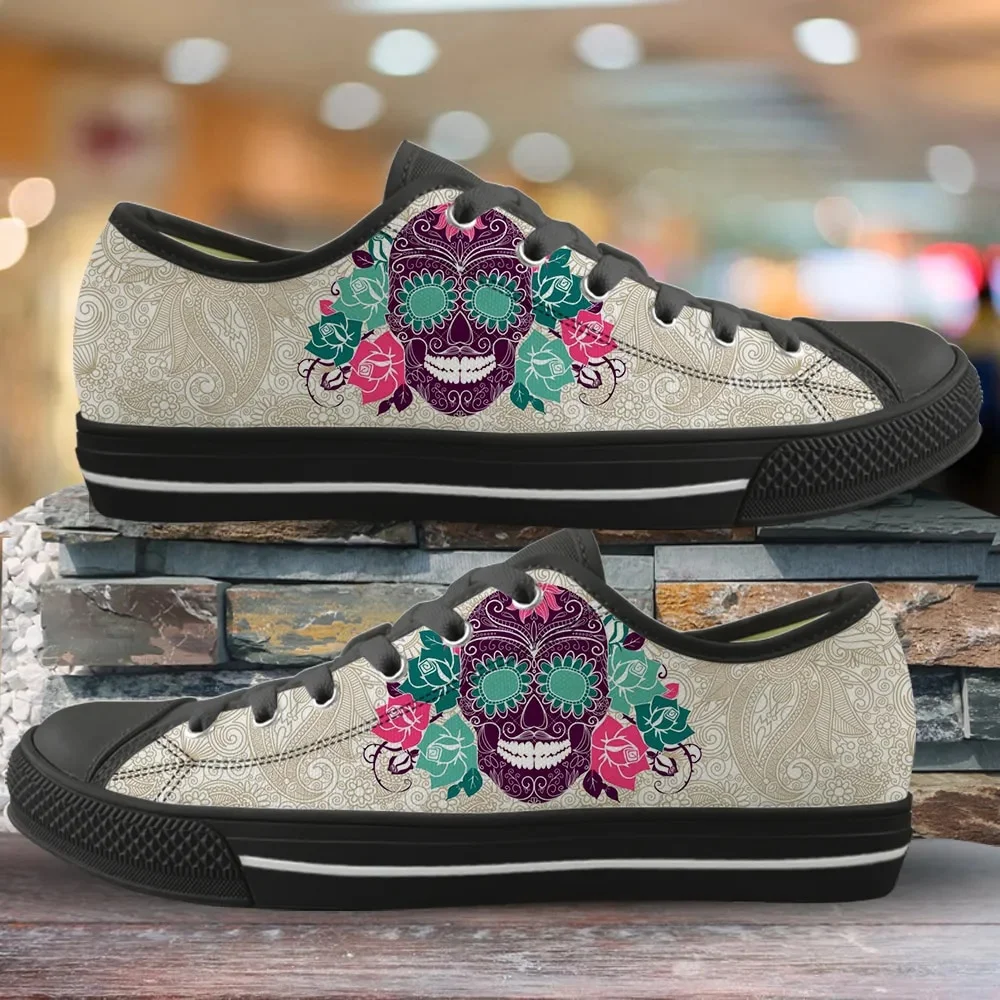 Horror Skull Floral Print Style 2 Custom Amazon Low Top Shoes