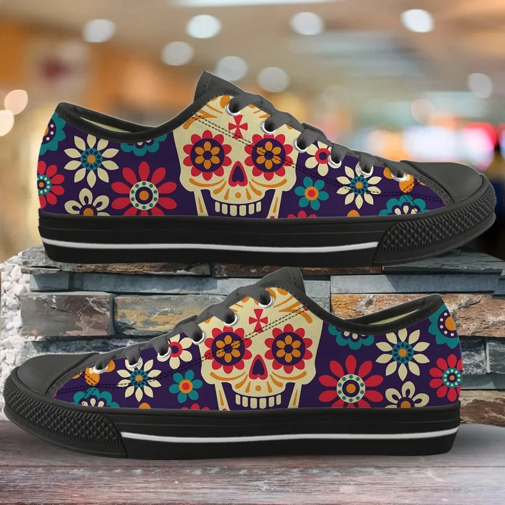 Horror Skull Floral Print Style 3 Custom Amazon Low Top Shoes