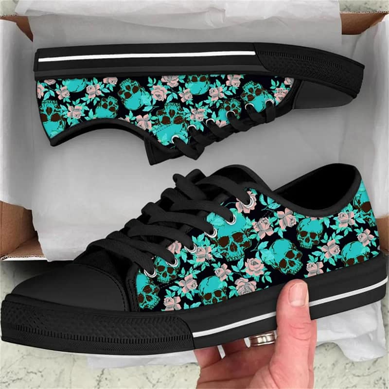 Skull Flower 3d Style 3 Custom Amazon Low Top Shoes