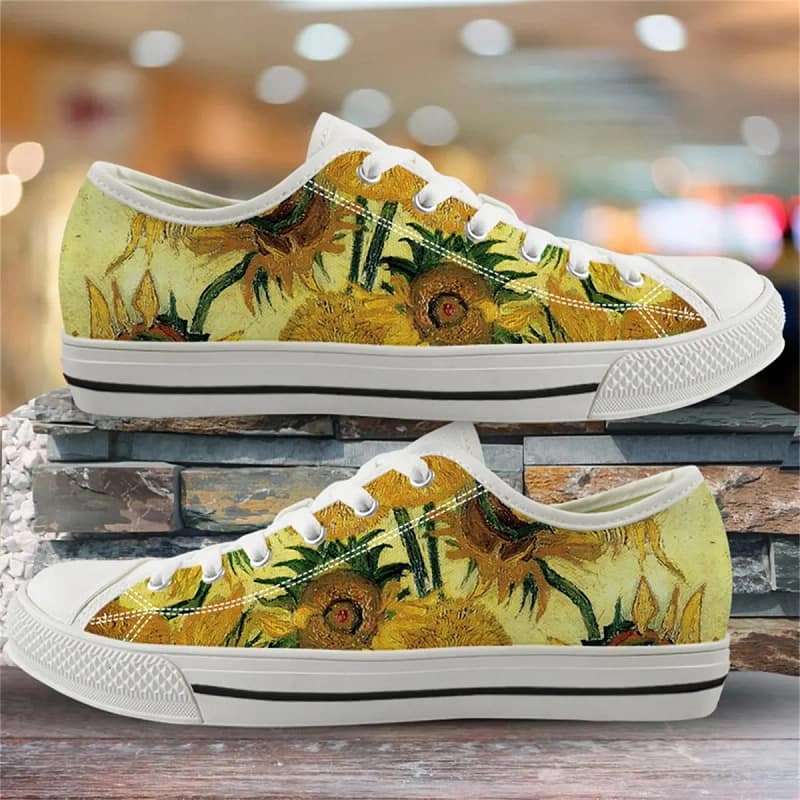Van Gogh Oil Painting Sunflower Style 1 Custom Amazon Low Top Shoes