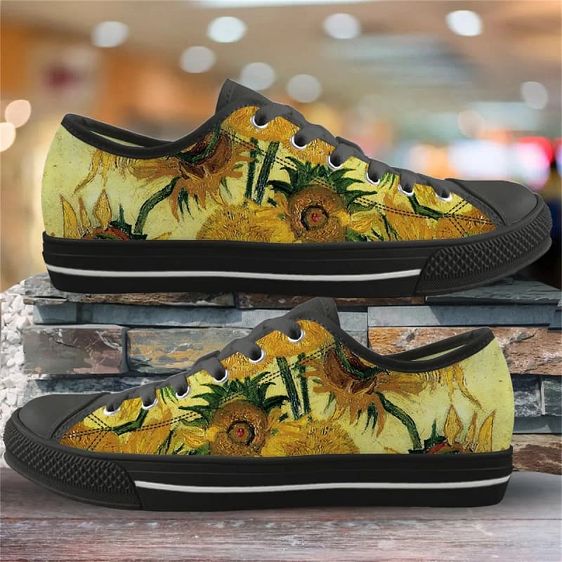 Van Gogh Oil Painting Sunflower Style 2 Custom Amazon Low Top Shoes