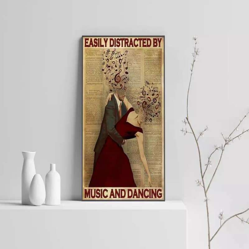 Easily Distracted By Music And Dancing Canvas Art Vinyl Retro Poster