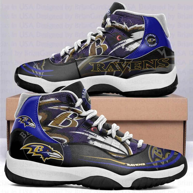 Baltimore Ravens Personalized Custom Air Jordan 11 Sneakers
