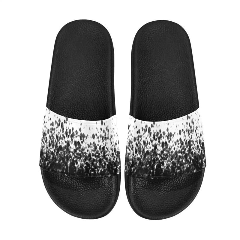 Black Ink Splatter Slide Sandals