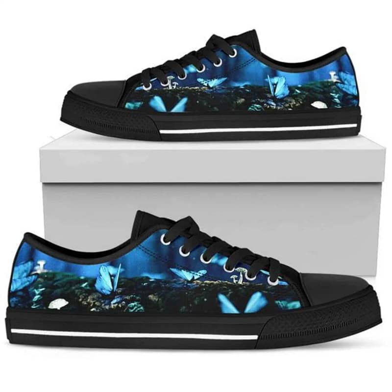 Butterflies Sneakers Blue Style Neon Athletic Personalized Gifts Low Top Sneakers