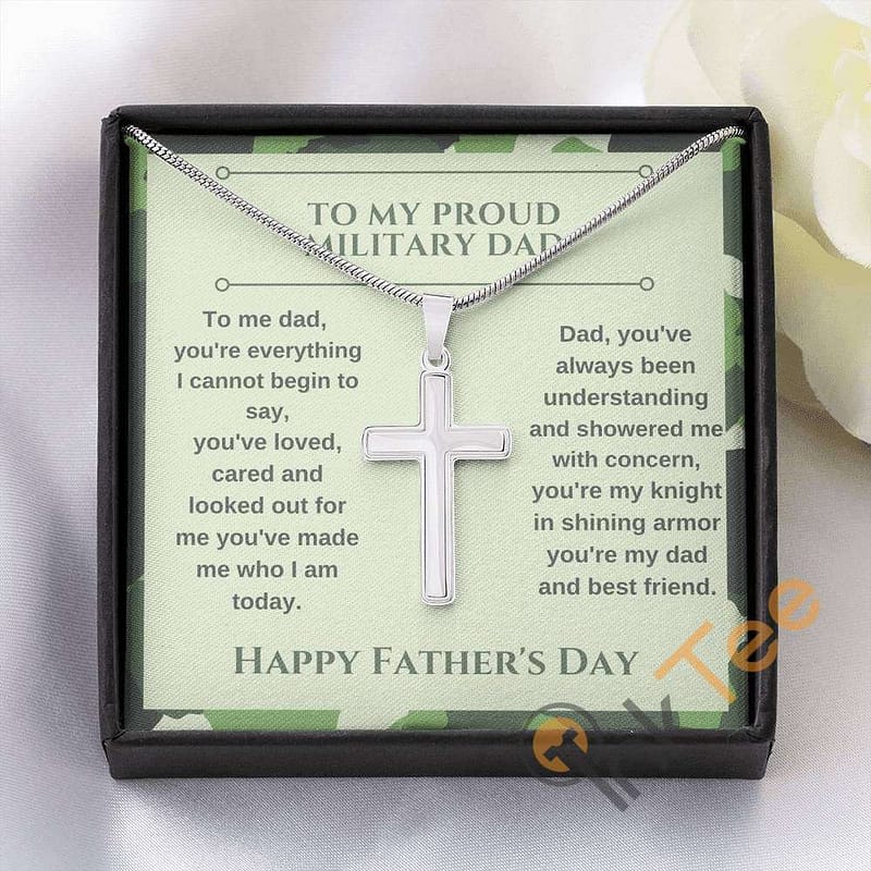 Military Dad Fathers Day Gift Army Necklace Soldier Cross Personalized Gifts