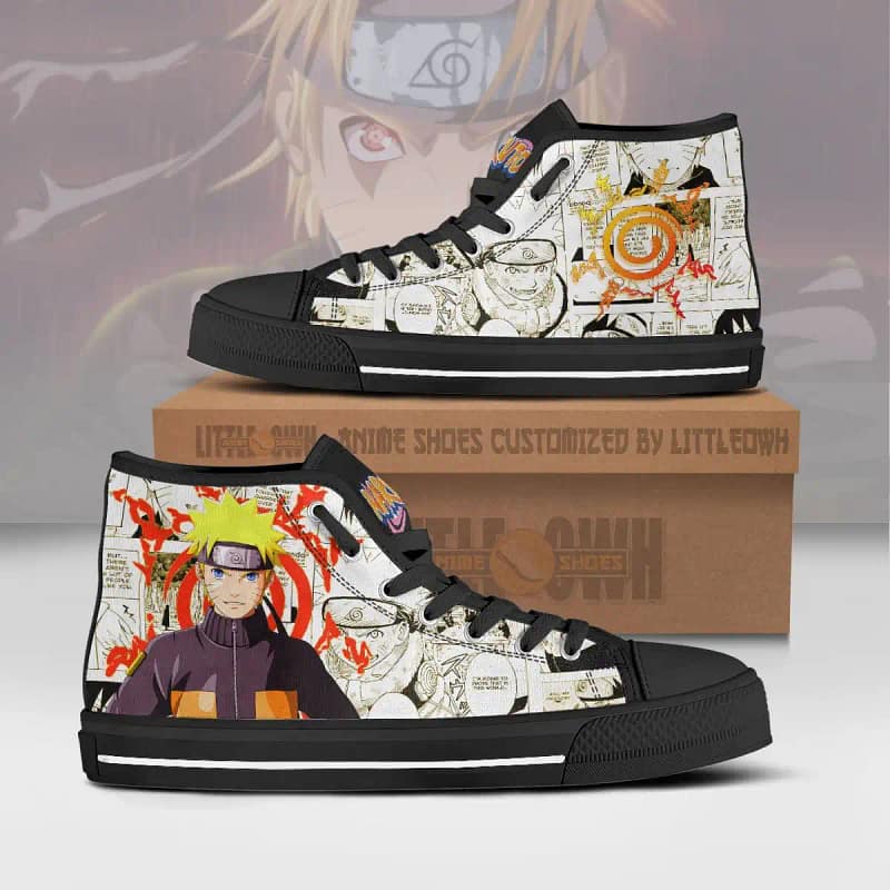 Naruto Uzumaki Anime Mixed Manga Style High Top Shoes