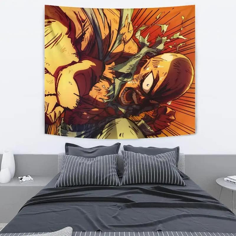 Saitama One Punch Man For Anime Fan Gift Wall Decor Tapestry