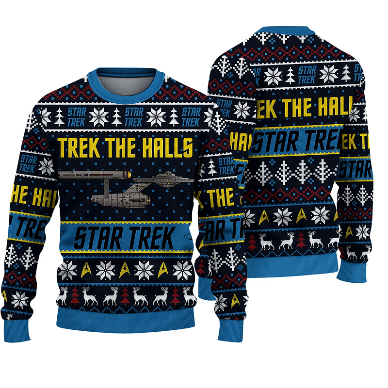 Trek The Halls Knitted Star Xmas Best Holiday Gifts Ugly Sweater