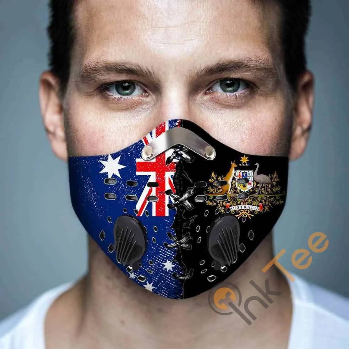 Australia Flag Filter Activated Carbon Pm 2.5 Fm  Sku 3752 Face Mask