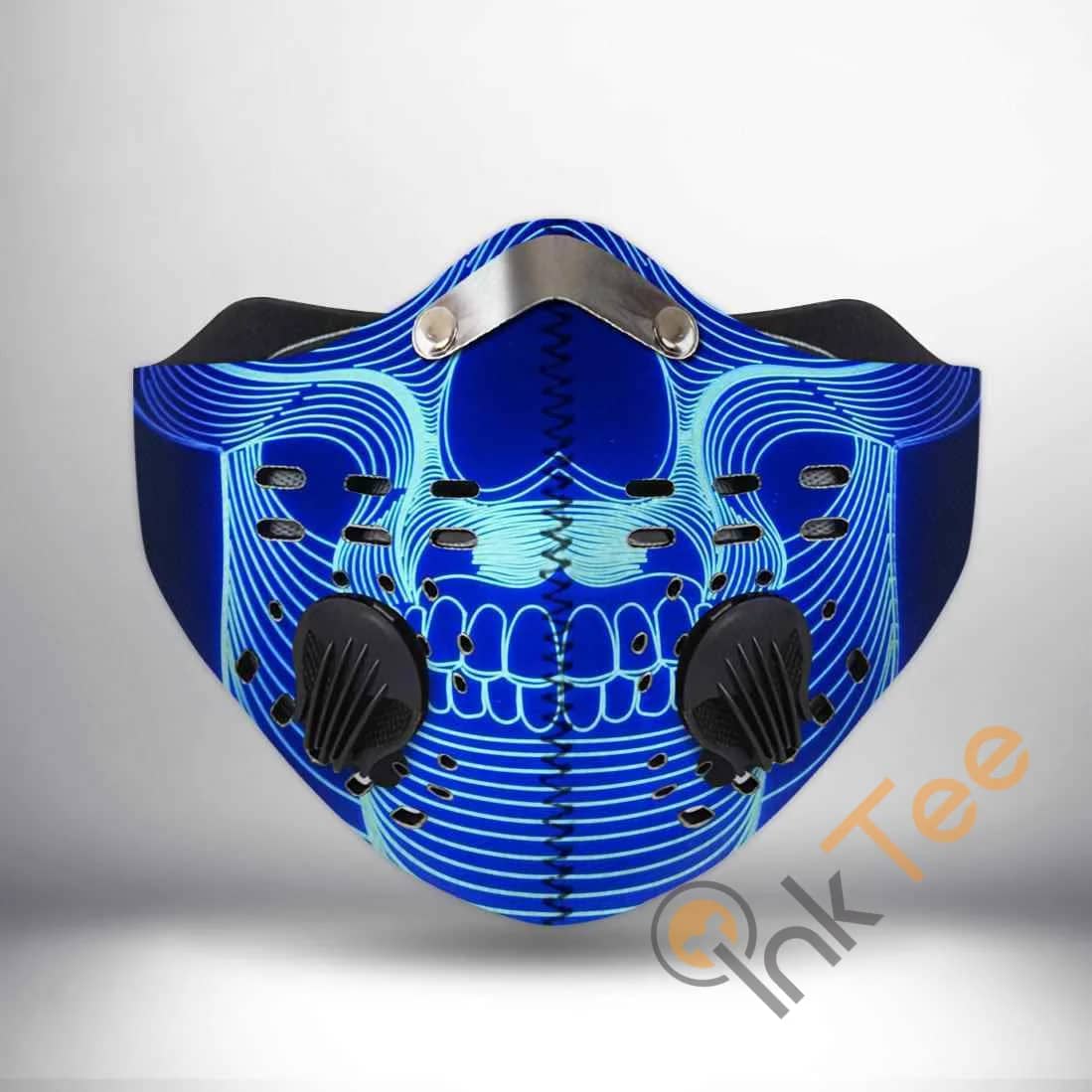 Blue Illusion Skull Filter Activated Carbon Pm 2.5 Fm Sku 524 Face Mask