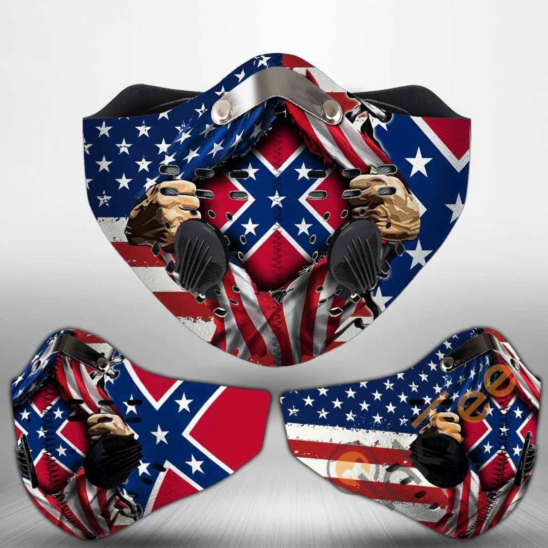Confederate Flag Filter Activated Carbon Pm 2.5 Fm Sku 3105 Face Mask