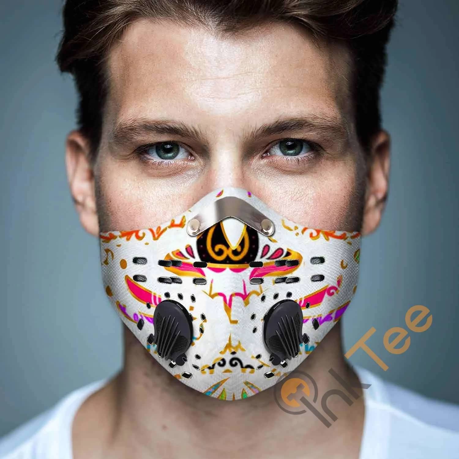 Mexican Sugar Skull Filter Activated Carbon Pm 2.5 Fm Sku 5184 Face Mask