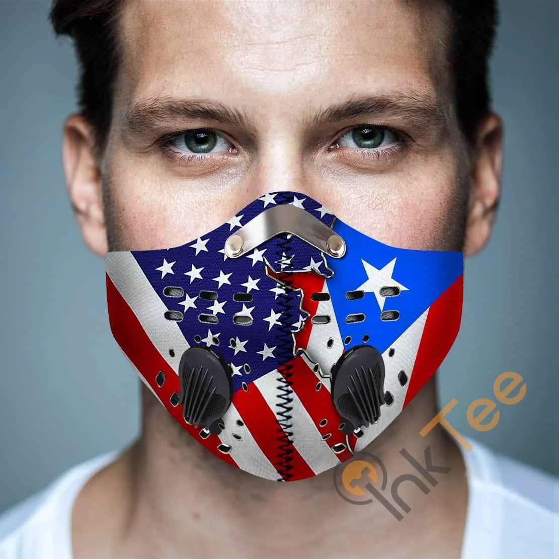 Puerto Rico Flag Filter Activated Carbon Pm 2.5 Fm  Sku 3983 Face Mask
