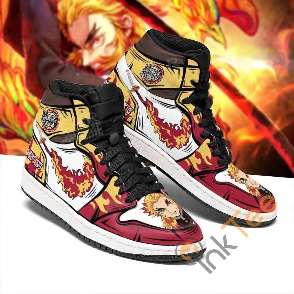 Rengoku Fire Skill Demon Slayer Sneakers Anime Air Jordan Shoes