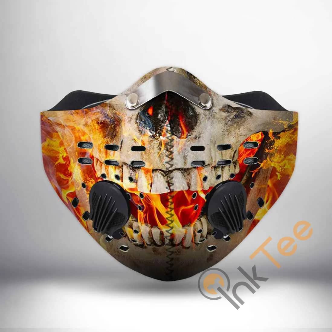 Skull On Fire Filter Activated Carbon Pm 2.5 Fm Sku 558 Face Mask