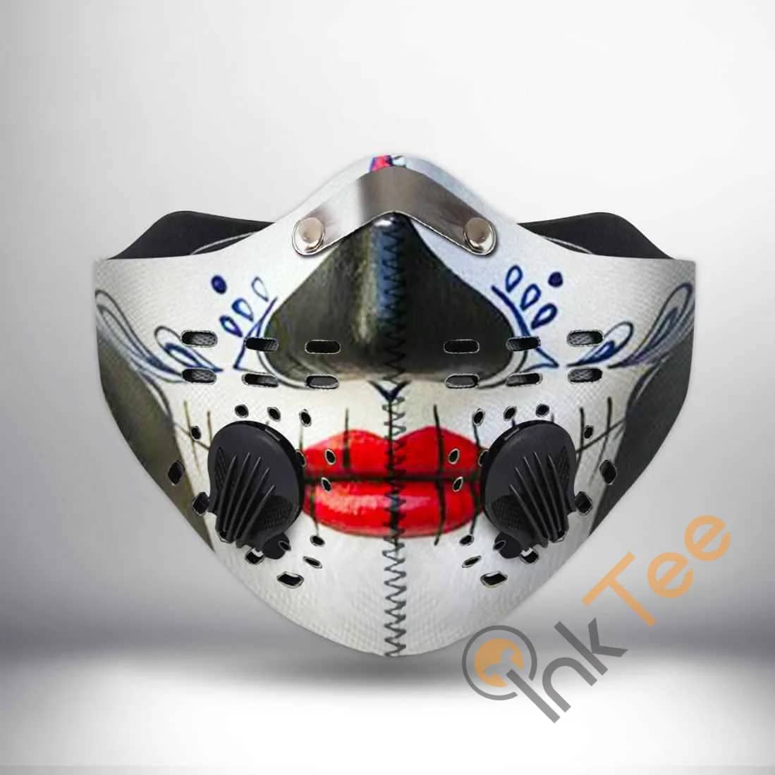 Skull Red Lip Filter Activated Carbon Pm 2.5 Fm Sku 385 Face Mask