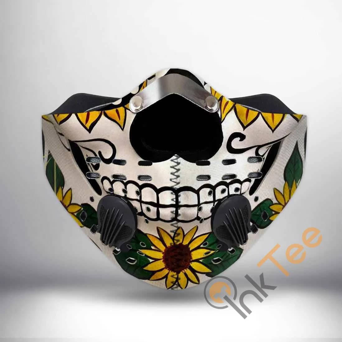 Skull Sunflower Filter Activated Carbon Pm 2.5 Fm Sku 366 Face Mask