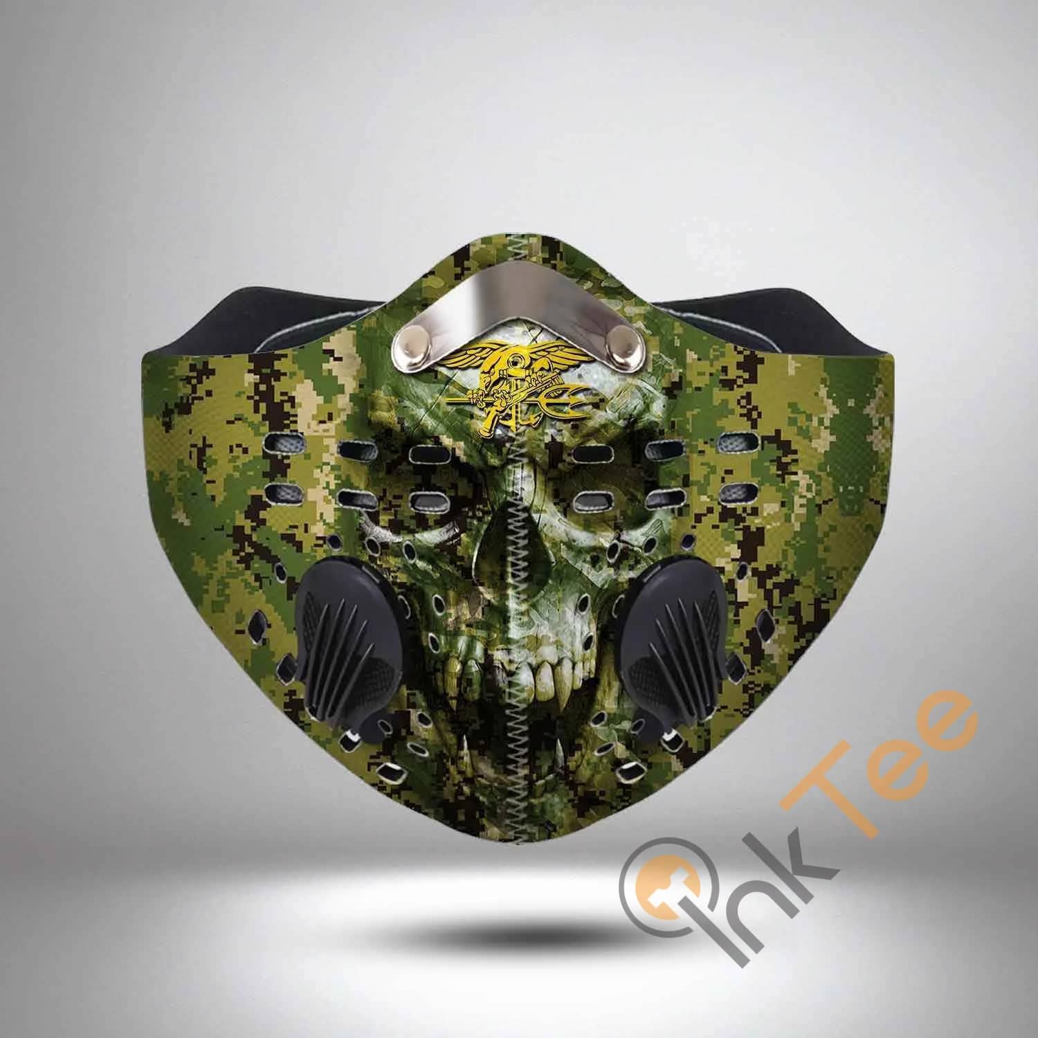 United States Navy Seals Camo Skull Filter Activated Carbon Pm 2.5 Fm Sku 5998 Face Mask