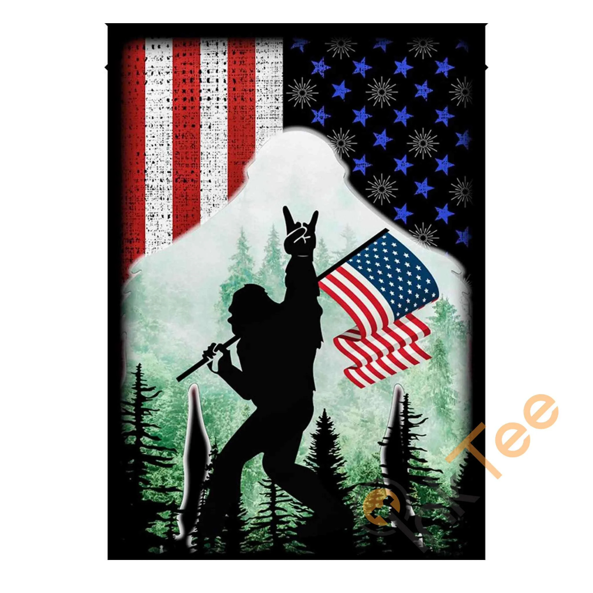 Bigfoot Celebrate Fourth Of July Independence Day Garden Flag