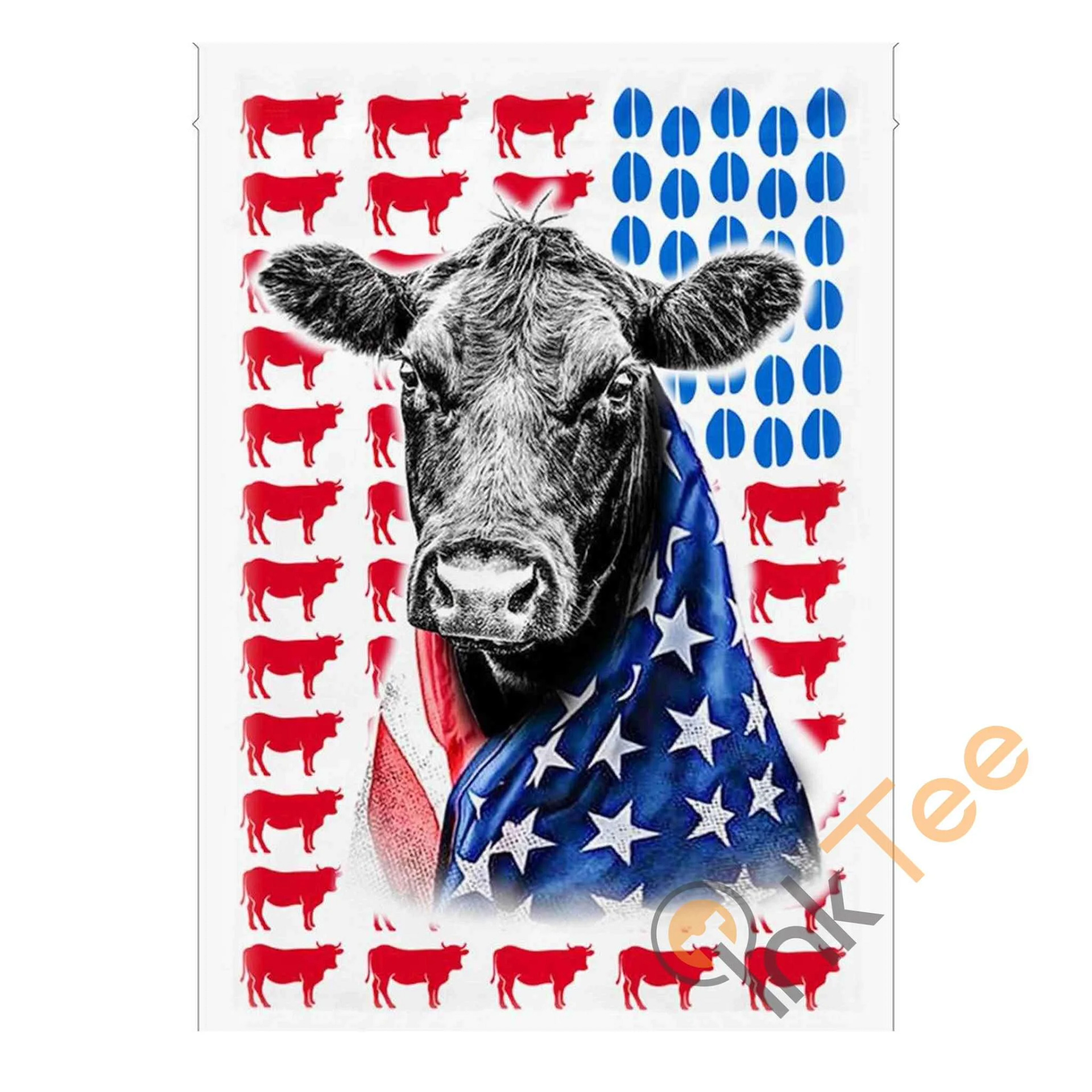 Black Angus Cattle Celebrate Fourth Of July Independence Day Garden Flag