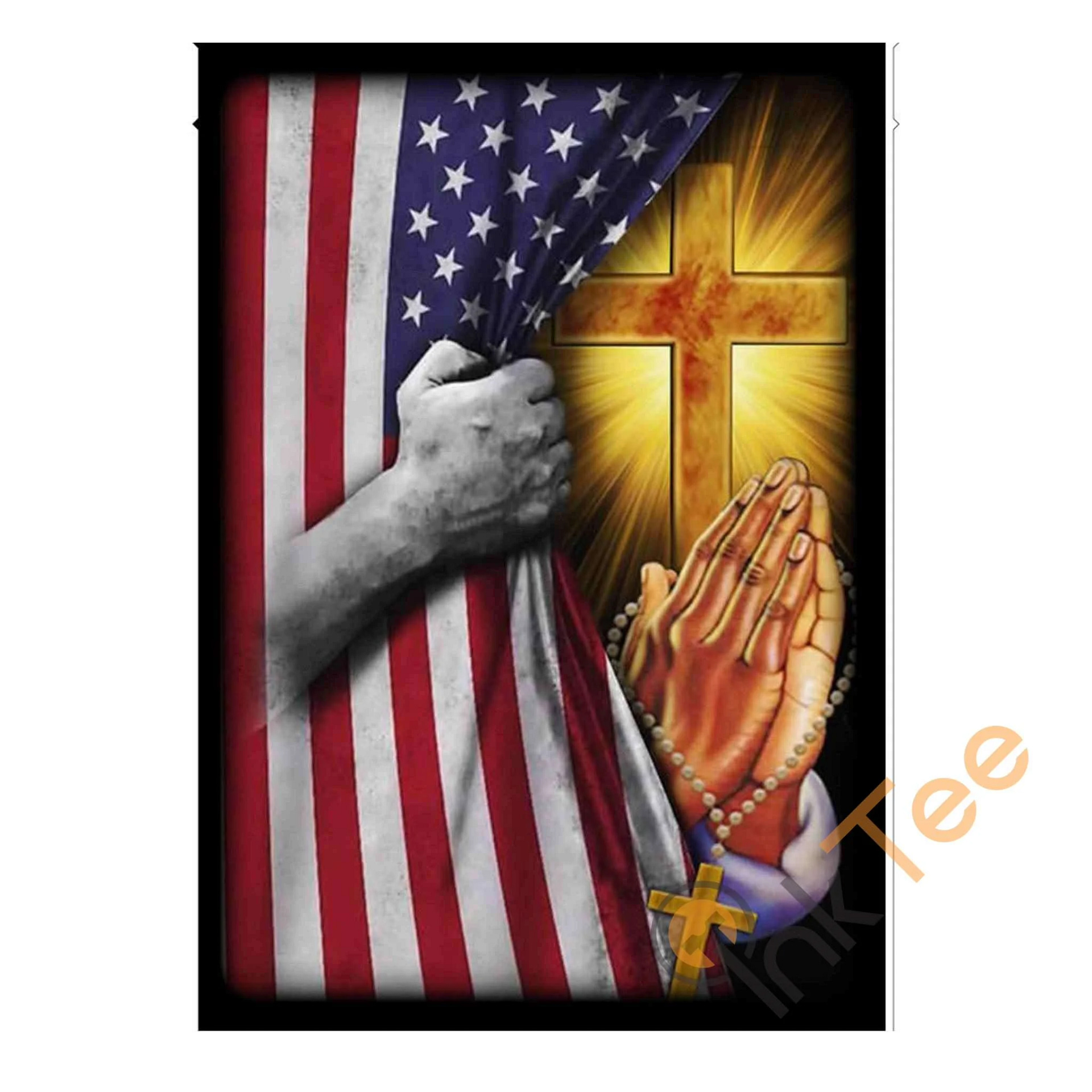 Christian Jesus Pray For America Garden Flag