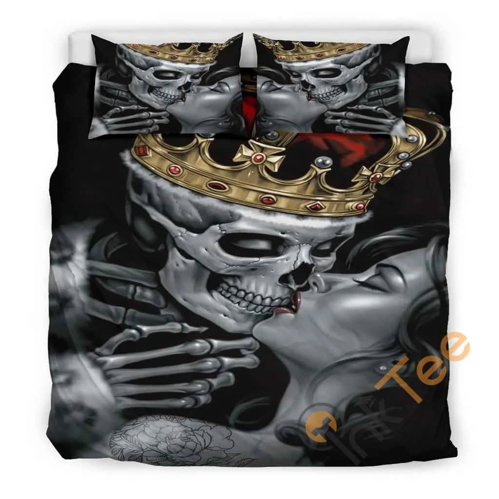 Custom 3D King And Queen Sugar Skull Quilt Bedding Sets