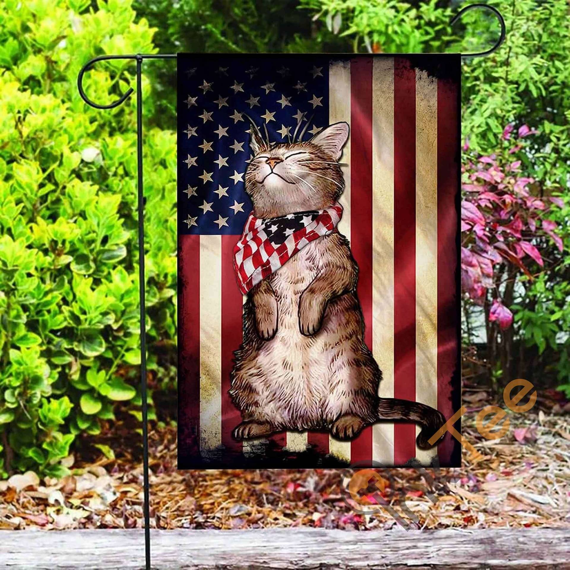 Inktee Store - Custom 4Th Of July Cat American Garden Flag Image