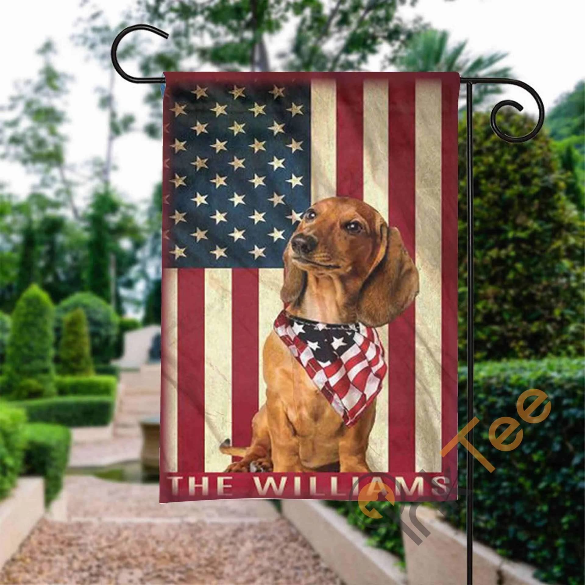 Custom 4Th Of July Dachshund Personalized Name Garden Flag