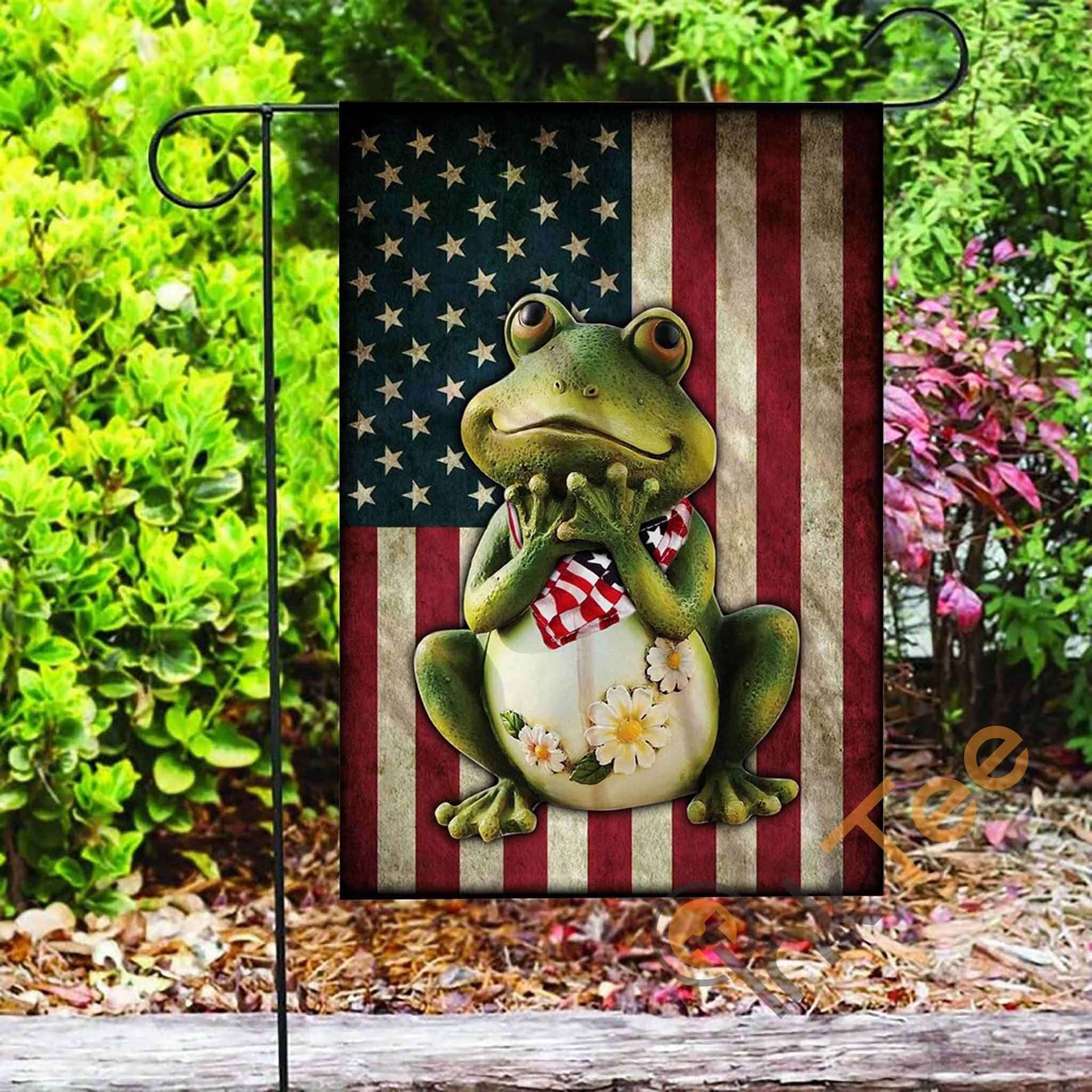 Inktee Store - Custom 4Th Of July Frog American Garden Flag Image