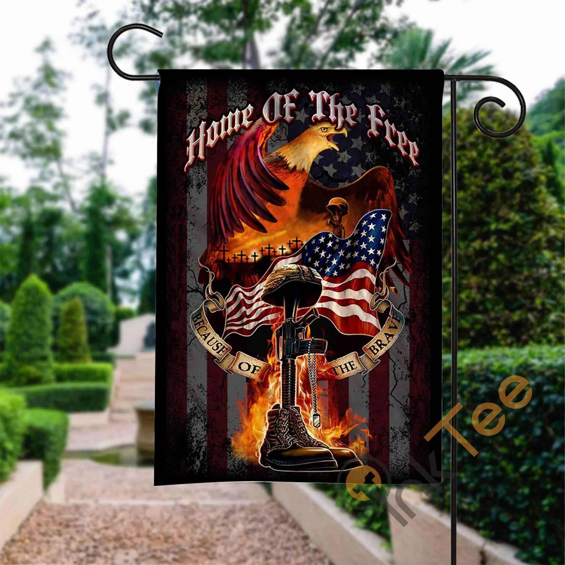 Custom America Home Of The Free Because Of The Brave Garden Flag