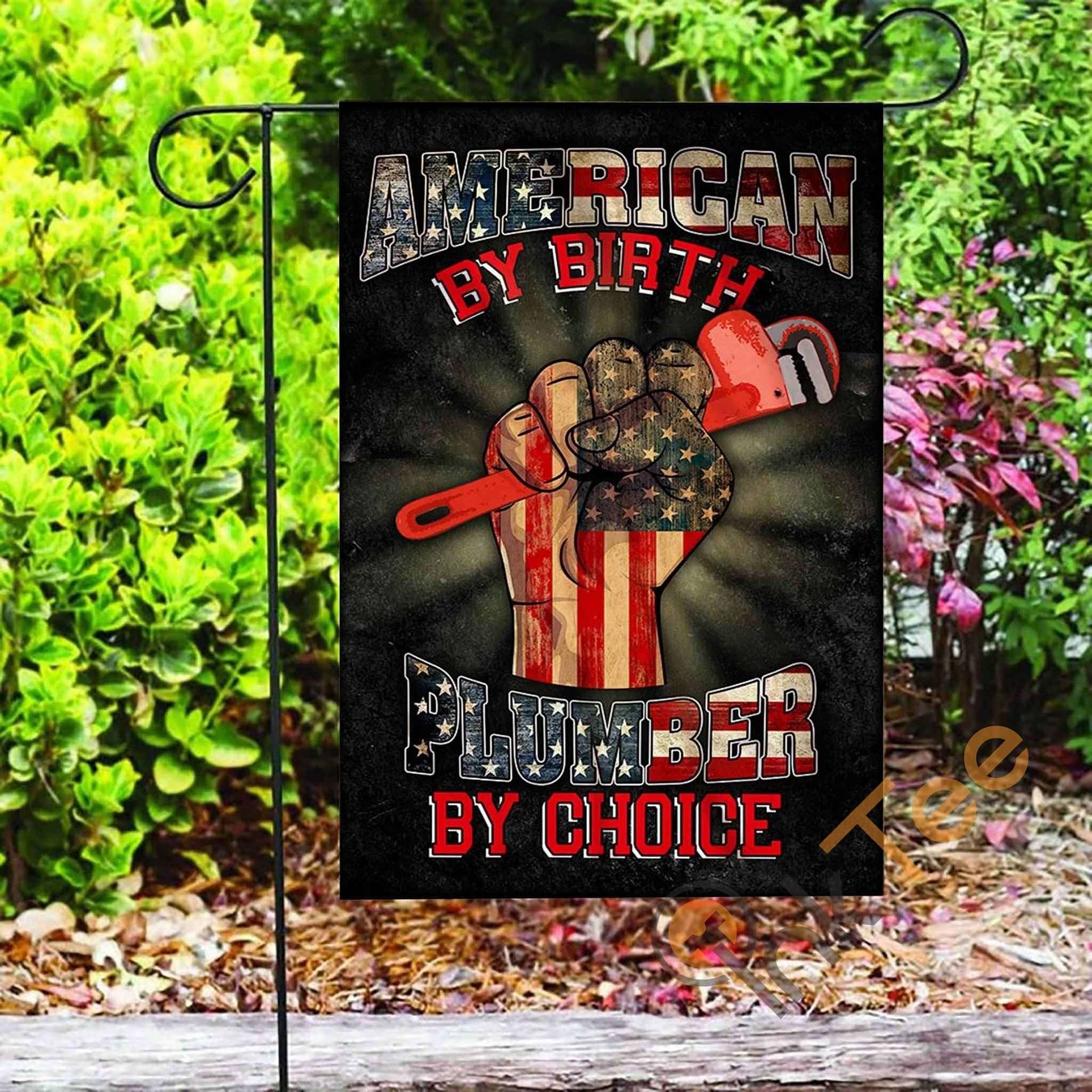Inktee Store - Custom American By Birth Plumber By Choice Garden Flag Image