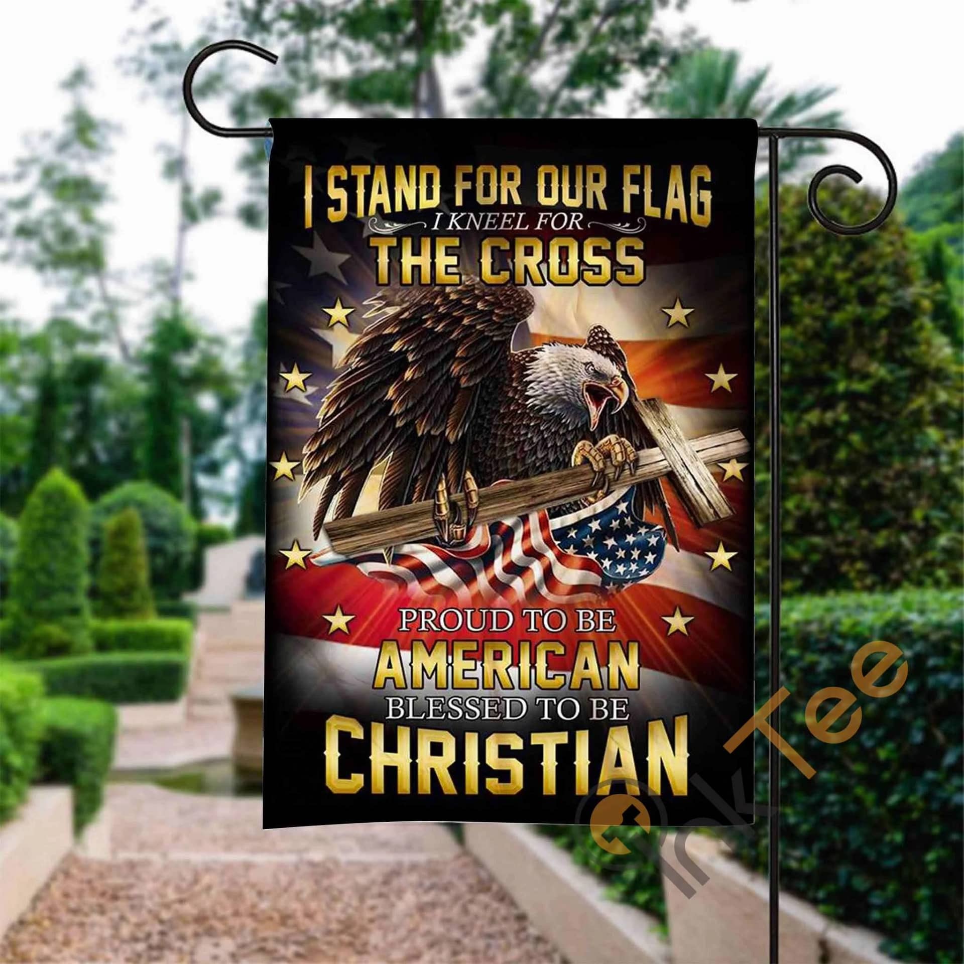 Custom American Eagle Christian Cross Garden Flag
