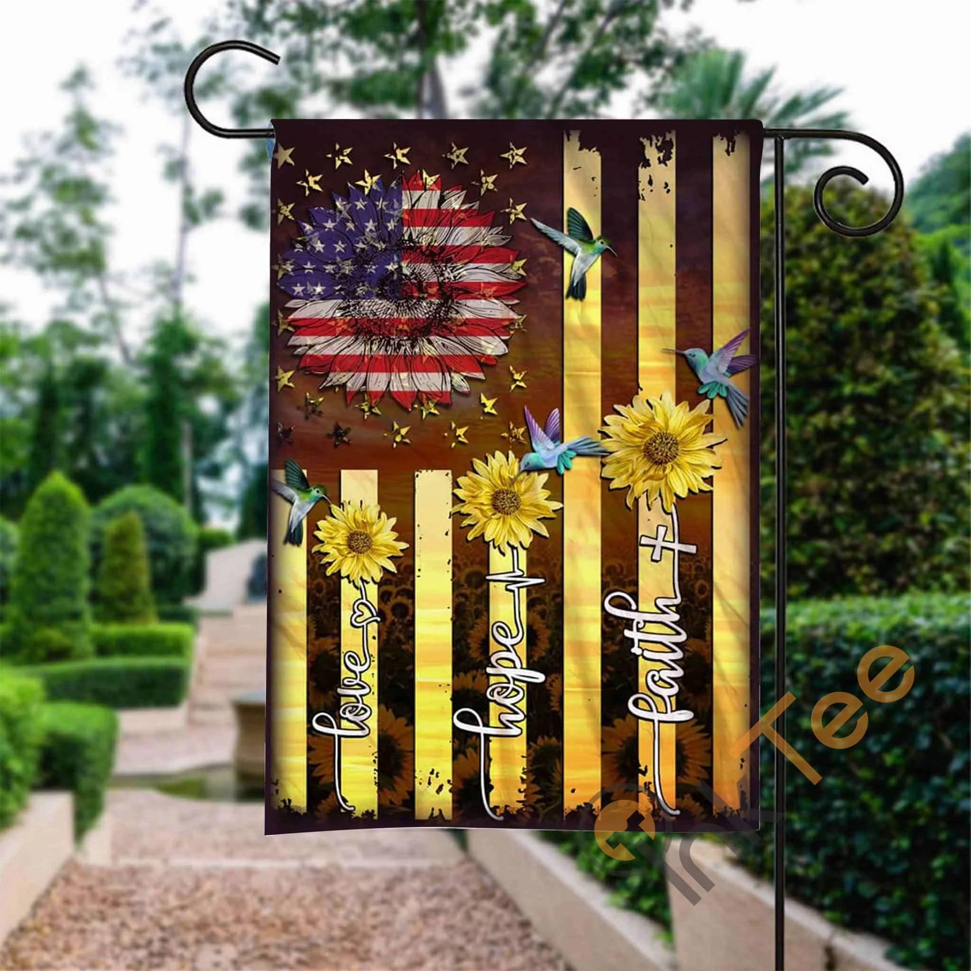 Custom American Faith Hope Love Garden Flag