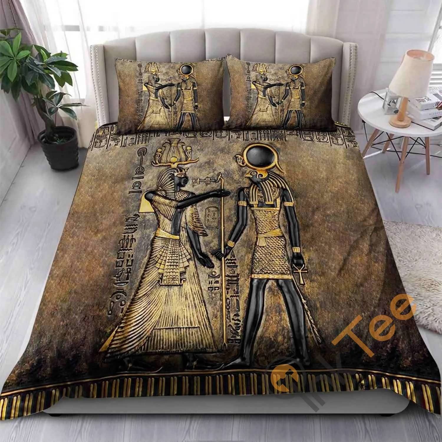 Custom Ancient Egypt Pharaoh And Horus Quilt Bedding Sets