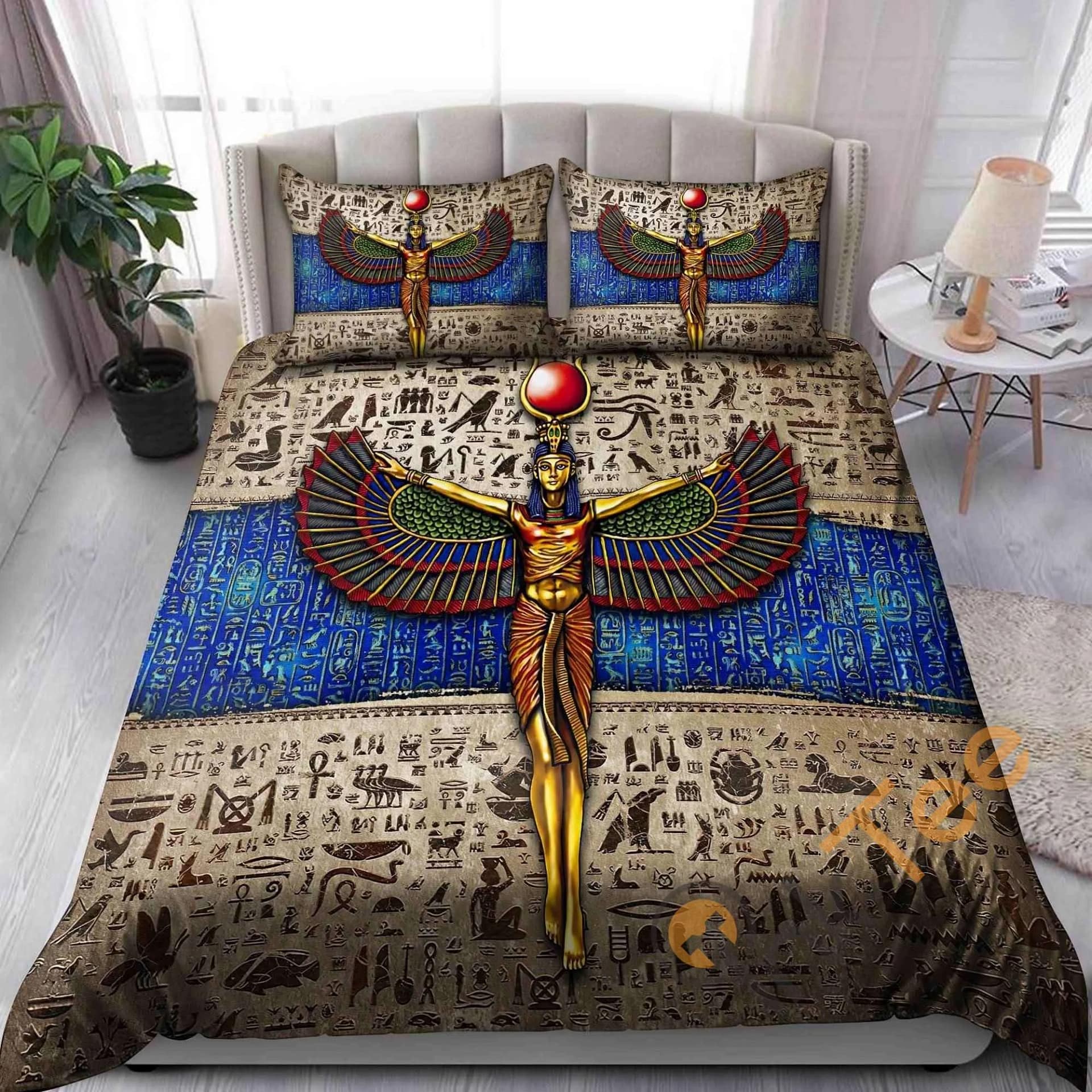 Custom Ancient Egyptian Isis Goddess Quilt Bedding Sets