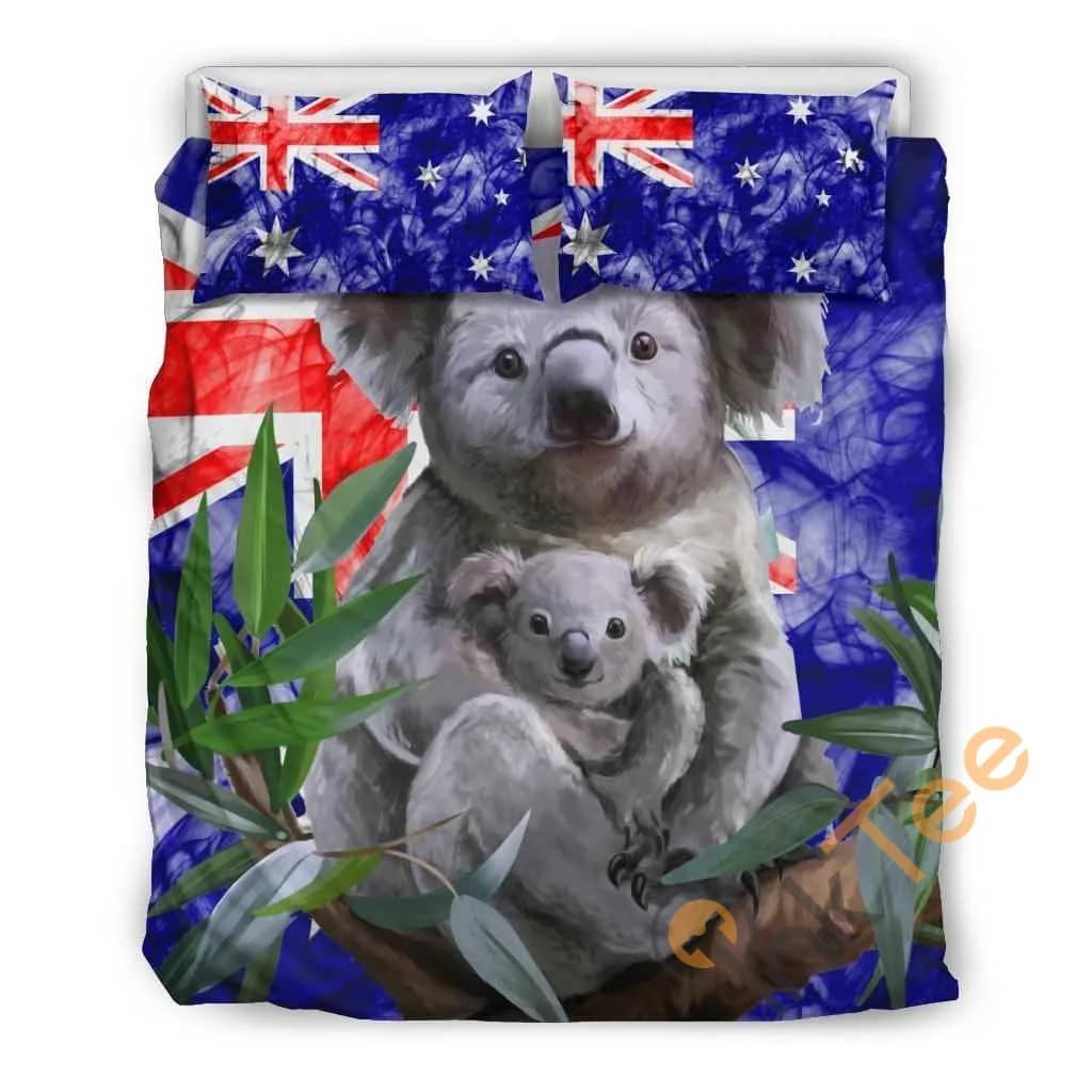 Custom Australia Koala Flag Quilt Bedding Sets