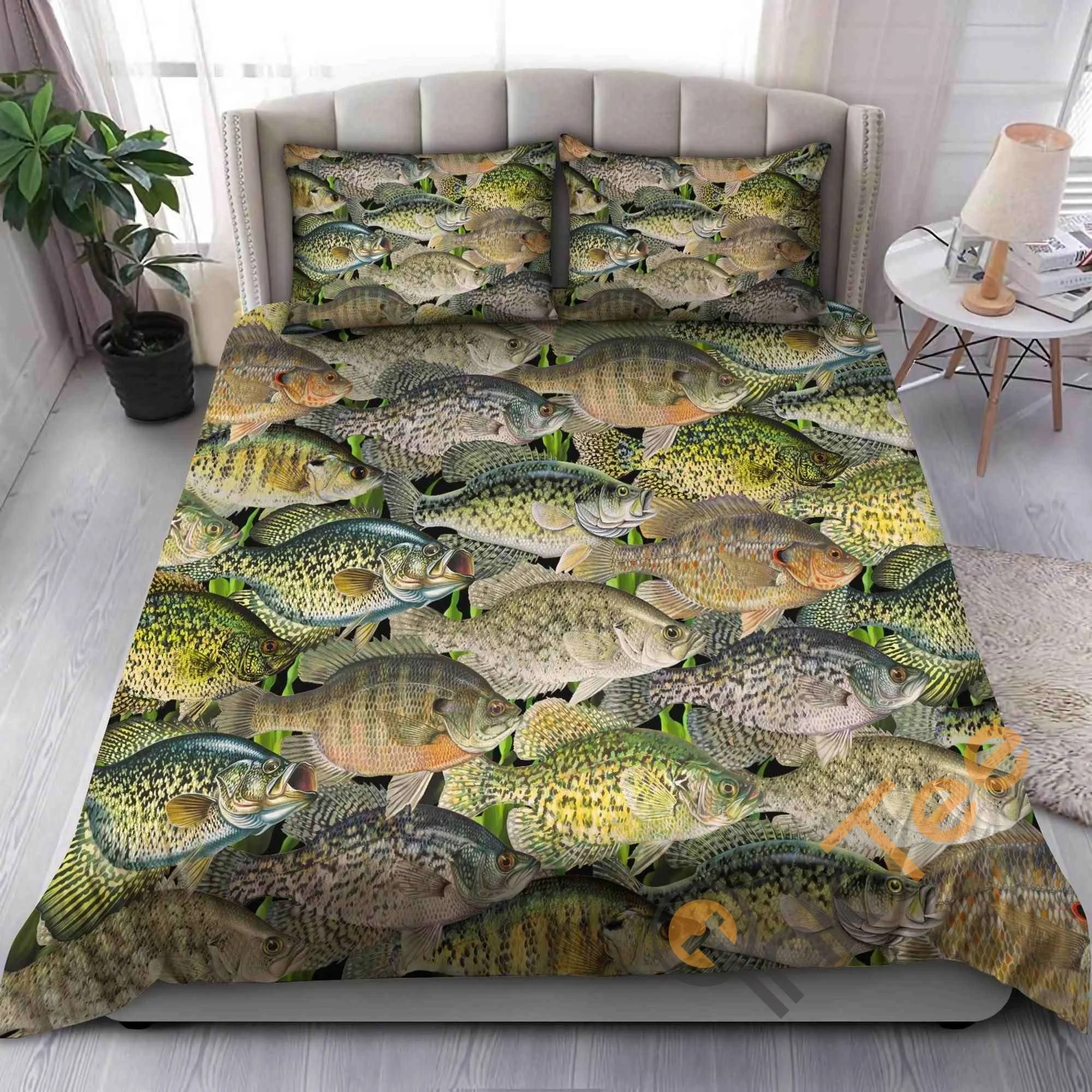 Custom Beautiful Crappie Bluegill Sunfish Fishing Quilt Bedding Sets